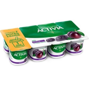 Iogurte regular Activia ameixa zero bandeja 800g.
