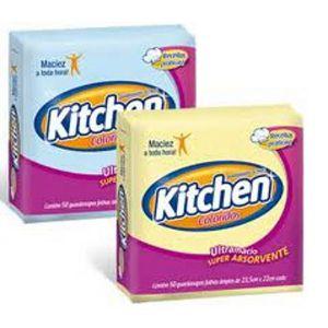 Guardanapo de papel amarelo Kitchen folha simples 23,5x22cm (50 unid.)