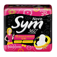 Absorventes Girl cobertura suave 10 cápsulas de absorção com abas  360 Sym 