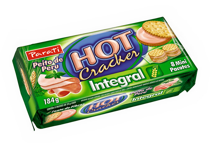 Biscoito cream cracker integral recheado com patê de peru Parati 184g