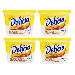 Margarina cremosa com sal Delícia 500g.(pacote c/4 unid.) Margarina cremosa com sal Delícia 500g.(pacote c/4 unid.)