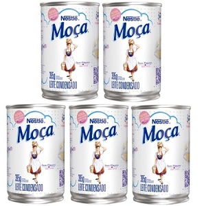 Leite condensado Moça Nestlé lata 395g. (pacote c/ 5 unid.) Leite condensado Moça Nestlé lata 395g. (pacote c/ 5 unid.)