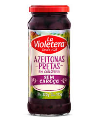 Azeitonas pretas sem caroço vidro La Violetera 175g