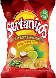 Mandioca chips sabor limão c/ pimenta Sertanitos 50g