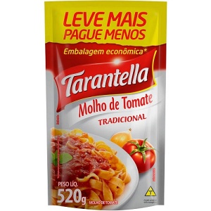 Molho de tomate Tarantella tradicional sachê 520g.