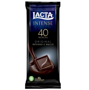 Chocolate meio amargo 40% cacau Original Lacta Intense 85g Chocolate meio amargo 40% cacau Original Lacta Intense 85g