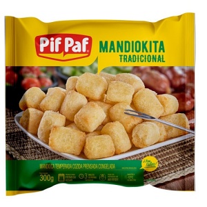 Mandiokita tradicional temperada e congelada Pif Paf 300g