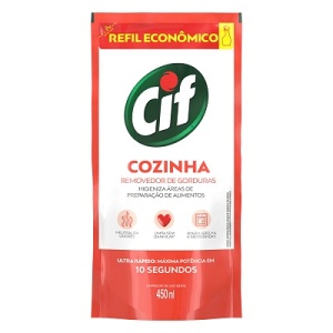 Limpador desengordurante para cozinha CIF refil sachê 450ml