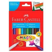 Canetinha hidrográfica 10 cores +2 mágicas Faber Castell 