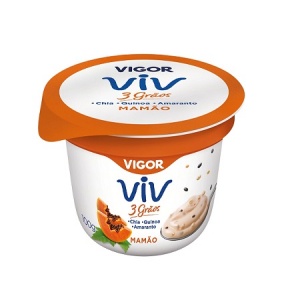 Iogurte sabor mamão Viv 3 grãos chia, quinoa e amaranto Vigor 100g 