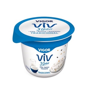Iogurte tradicional Viv 3 grãos chia, quinoa e amaranto Vigor 100g 