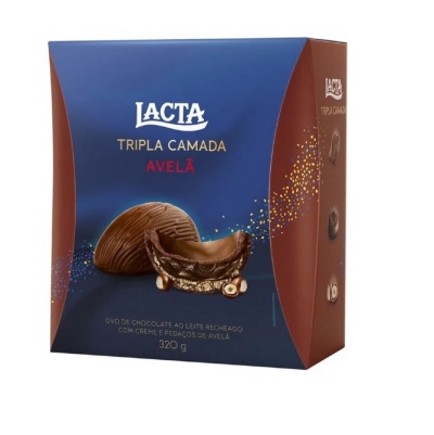 Ovo de Páscoa chocolate ao leite e avelã tripla camada Lacta 320g