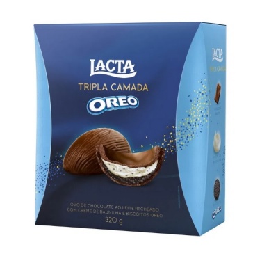 Ovo de Páscoa chocolate ao leite e Oreo tripla camada Lacta 320g
