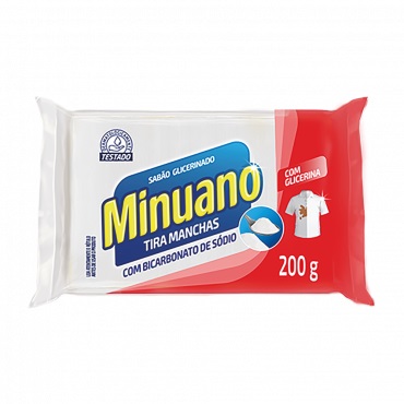 Sabão em barra glicerinado tira manchas com bicarbonato de sódio Minuano 200g